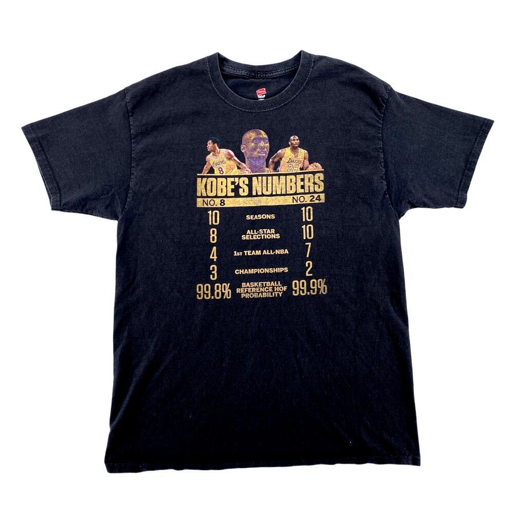 Kobe’s Numbers Lakers Graphic T Shirt Men’s Large Black Kobe Bryant NBA Fade Tee